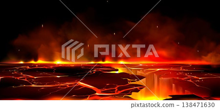 Glowing lava texture, magma in ground cracks 138471630