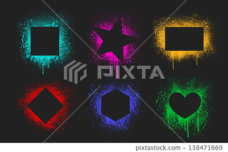 Graffiti spray text box set isolated on black Graffiti spray text box set isolated on black 138471669