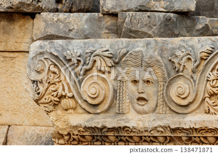 Stone faces in the ancient city of Myra in Demre, Antalya province in Turkey Stone faces in the ancient city of Myra in Demre, Antalya province in Turkey 138471871