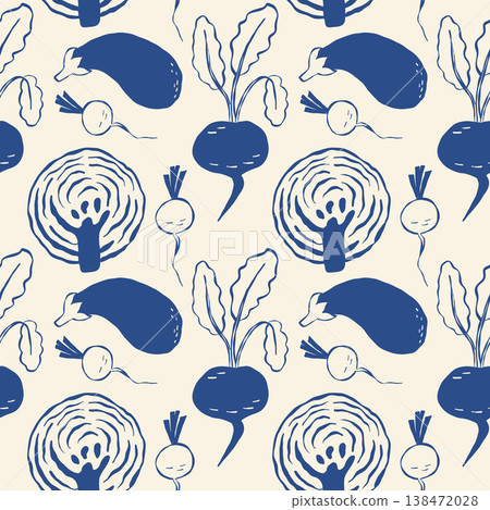 Illustration of root vegetables arranged in repeating pattern 138472028