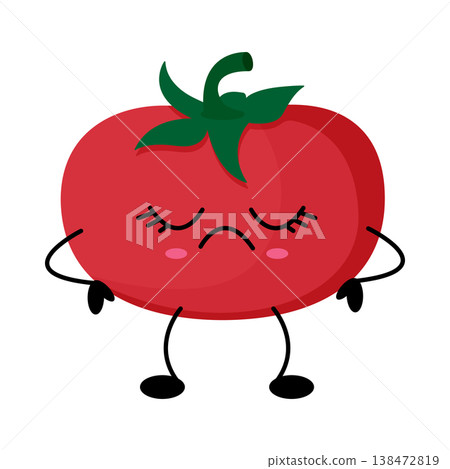 Tomato mascot character with closed eyes. 138472819