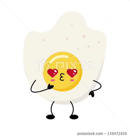 Cute fried egg with heart eyes and a kiss 138472850