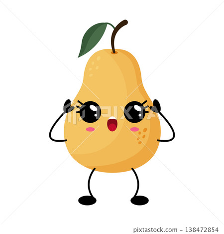Cute pear with big eyes and rosy cheeks Cute pear with big eyes and rosy cheeks 138472854