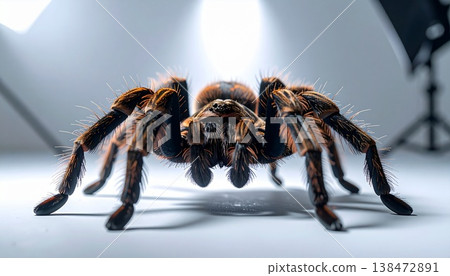 Tarantula Spider Closeup on White Background Studio. 138472891
