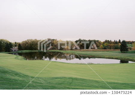 Course Prepared With Gentle Contours And Mirrorlike Water Reflections Course Prepared With Gentle Contours And Mirrorlike Water Reflections 138473224