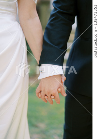 Newly Married Partners Exchange Vows And Demonstrate Love With Clasped Hands Newly Married Partners Exchange Vows And Demonstrate Love With Clasped Hands 138473353