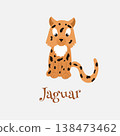 Cute jaguar baby. Vector illustration of wild animal in childish cartoon flat style. 138473462