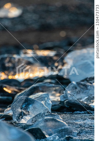 Reflections on Diamond Beach, Iceland 138473733
