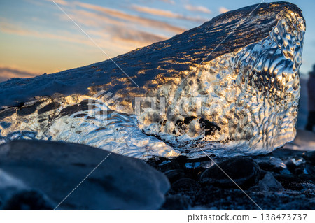 Reflections on Diamond Beach, Iceland 138473737