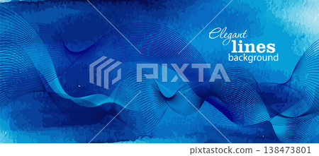 Abstract blue watercolor background with lines. Hand drawn. Not AI, vector illustration. Abstract blue watercolor background with lines. Hand drawn. Not AI, vector illustration. 138473801