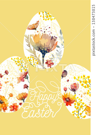 Happy Easter. Egg Card Hand drawn. Not AI, vector illustration 138473815