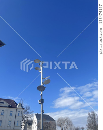 Telecommunications Tower Satellite Dishes Antenna Mobile Network 5G Technology 138474127