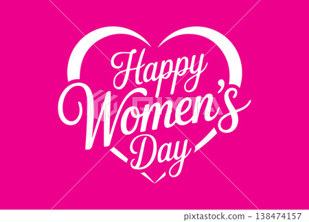Happy Women's Day Greeting Card Pink Heart Typography Vector Design Happy Women's Day Greeting Card Pink Heart Typography Vector Design 138474157