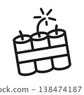 Fireworks Bomb Cake with Lit Fuse Icon - Independence Day 138474187
