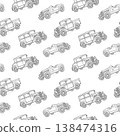 Retro car sedan, coupe, roadster, pickup truck. Vintage engraving seamless pattern 138474316