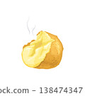 Baked hot potato broken half. Vector color realistic illustration. 138474347