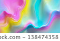 Vibrant 3D abstract background with fluid holographic waves, soft iridescent liquid texture in pink, yellow and teal blue colors, modern aesthetic gradient for wallpaper This is AI-generated item 138474358