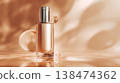 Luxury 3D render of a gold cosmetic serum bottle with floating bubbles on a silk-like liquid background, cinematic lighting and soft amber glow, premium biotech skincare This is AI-generated item 138474362