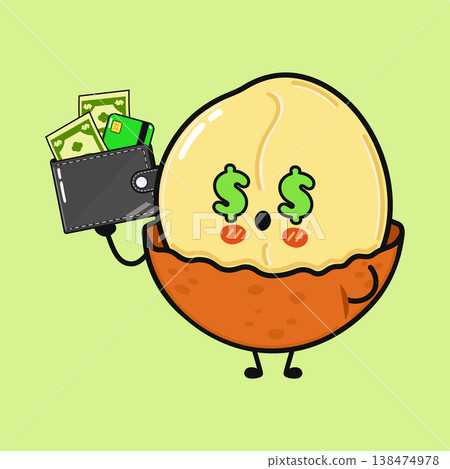Kawaii longan fruit money character holding wallet Kawaii longan fruit money character holding wallet 138474978