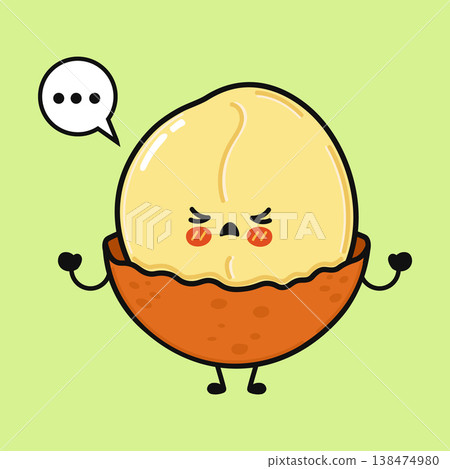 Kawaii angry macadamia nut character thinking bad thoughts Kawaii angry macadamia nut character thinking bad thoughts 138474980