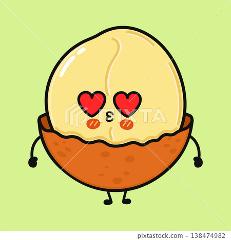 Cartoon peanut character expressing love with heart eyes Cartoon peanut character expressing love with heart eyes 138474982