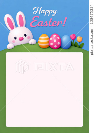 Easter Bunny with Colorful Eggs and Flowers Easter Bunny with Colorful Eggs and Flowers 138475334