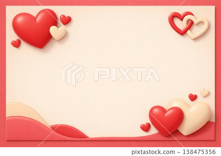 Romantic Heart Frame with Red and White Hearts Romantic Heart Frame with Red and White Hearts 138475356