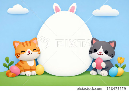 Cute cats with Easter eggs and bunny ears 138475359