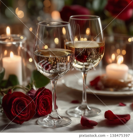 Romantic Evening with Wine and Roses Romantic Evening with Wine and Roses 138475397