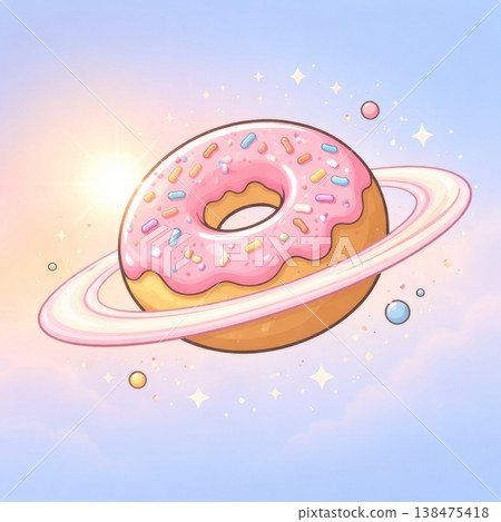 Donut Planet with Pink Sprinkles and Ring Donut Planet with Pink Sprinkles and Ring 138475418