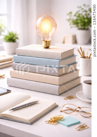 A Cozy Study Scene With Warm Light A Cozy Study Scene With Warm Light 138475490