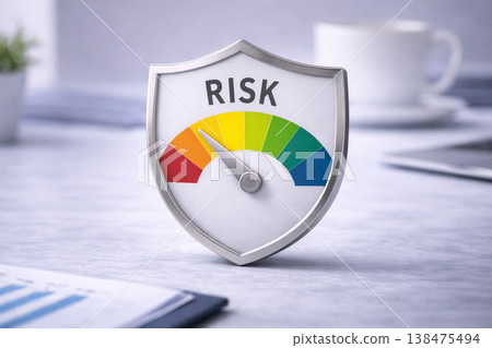 Desk Shield And Gauge Indicating Risk Level 138475494
