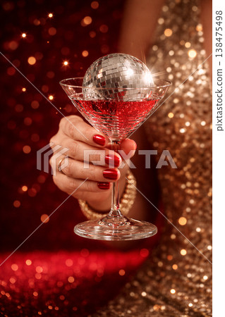 Glamorous Evening With Mirrorball And Cocktail Glamorous Evening With Mirrorball And Cocktail 138475498