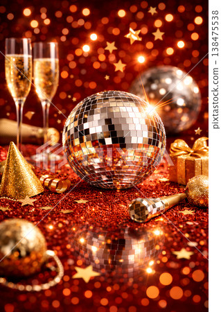 Golden Gala Night With Sparkling Disco Ball Golden Gala Night With Sparkling Disco Ball 138475538