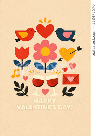 Retro Valentine Greeting With Hearts 138475570