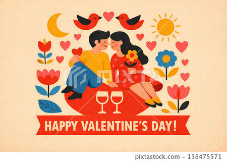 Vintage Romantic Valentines Holiday Couple Scene Vintage Romantic Valentines Holiday Couple Scene 138475571