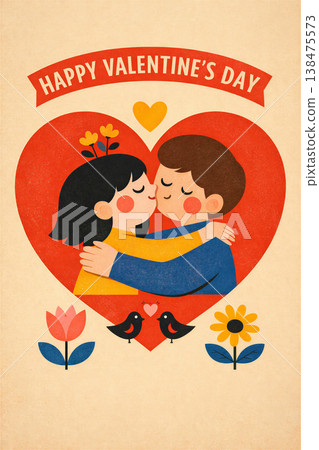 Retro Romantic Valentines Day Card Design Retro Romantic Valentines Day Card Design 138475573