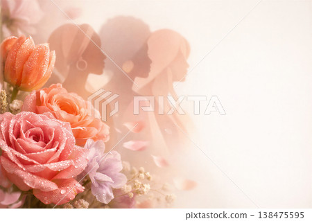 Soft Floral Silhouettes and Dewy Petals 138475595