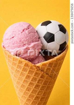 Playful Strawberry Ice Cream Meets Soccer Ball Playful Strawberry Ice Cream Meets Soccer Ball 138475656