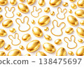 Golden eggs and bunny outline decorative pattern 138475697
