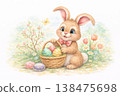 Adorable Easter Bunny With Colorful Painted Eggs 138475698