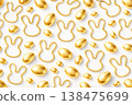 Golden Bunny and Egg Pattern Background 138475699