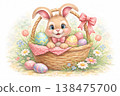 Adorable Easter Bunny In A Basket Of Eggs 138475700