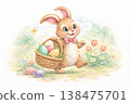 Happy Easter Bunny in Spring Meadow 138475701