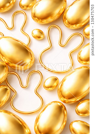 Golden Easter Eggs And Bunny Outlines 138475703