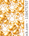 Shiny Golden Eggs And Bunny Silhouette Pattern 138475707