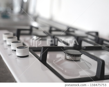 Close Up of Kitchen Gas Stove Burners Close Up of Kitchen Gas Stove Burners 138475753