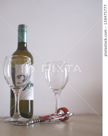 Two Empty Wine Glasses On Table Two Empty Wine Glasses On Table 138475777
