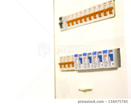 Electrical Distribution Panel with Circuit Breakers Electrical Distribution Panel with Circuit Breakers 138475785