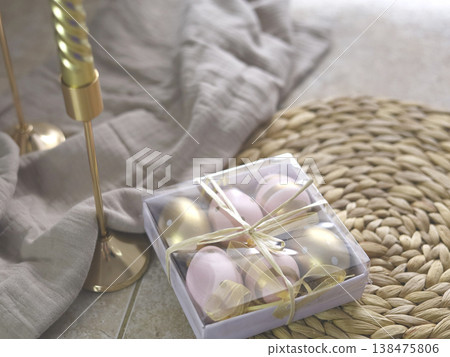 Pastel And Metallic Eggs In Gift Box Pastel And Metallic Eggs In Gift Box 138475806